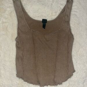 Ribbed Brown Tank Top